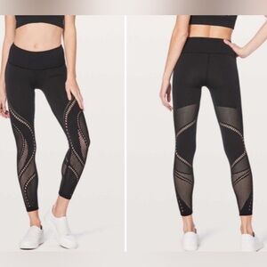 Lululemon Athletica Reveal Tight Precision Mid-Rise Black Laser-Cut Leggings